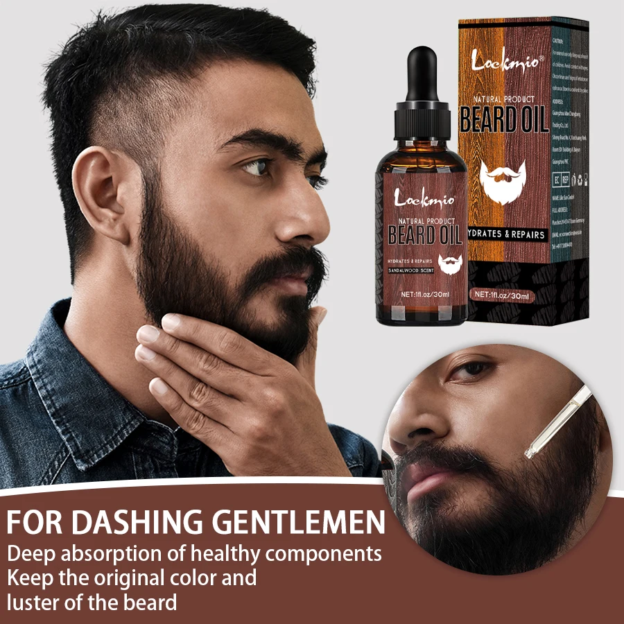 5 pz/set Kit per la crescita della barba profumo di sandalo balsamo per barba olio idratante Styling Trim Care Conditioner For Men