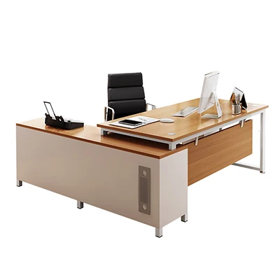 Cheap price modern simple style MDF material L shape boss ceo office desk executive desk with cabinet