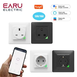 WiFi Smart Timer Light Wall Switch Push Button Switch EU UK Power Socket Outlet Smart Life Tuya Remote Control Alexa Google Home