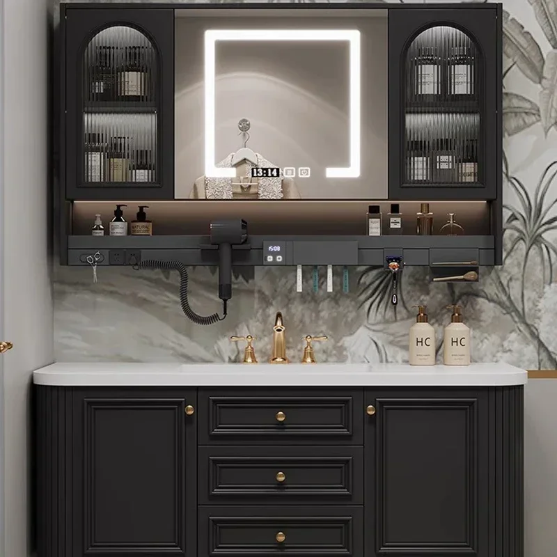 كريم نمط الحمام بالباطل رفوف مفتوحة مع بالوعة تخزين الحمام بالباطل أدراج أثاث المنزل الياباني Spiegelkast LLBC #1