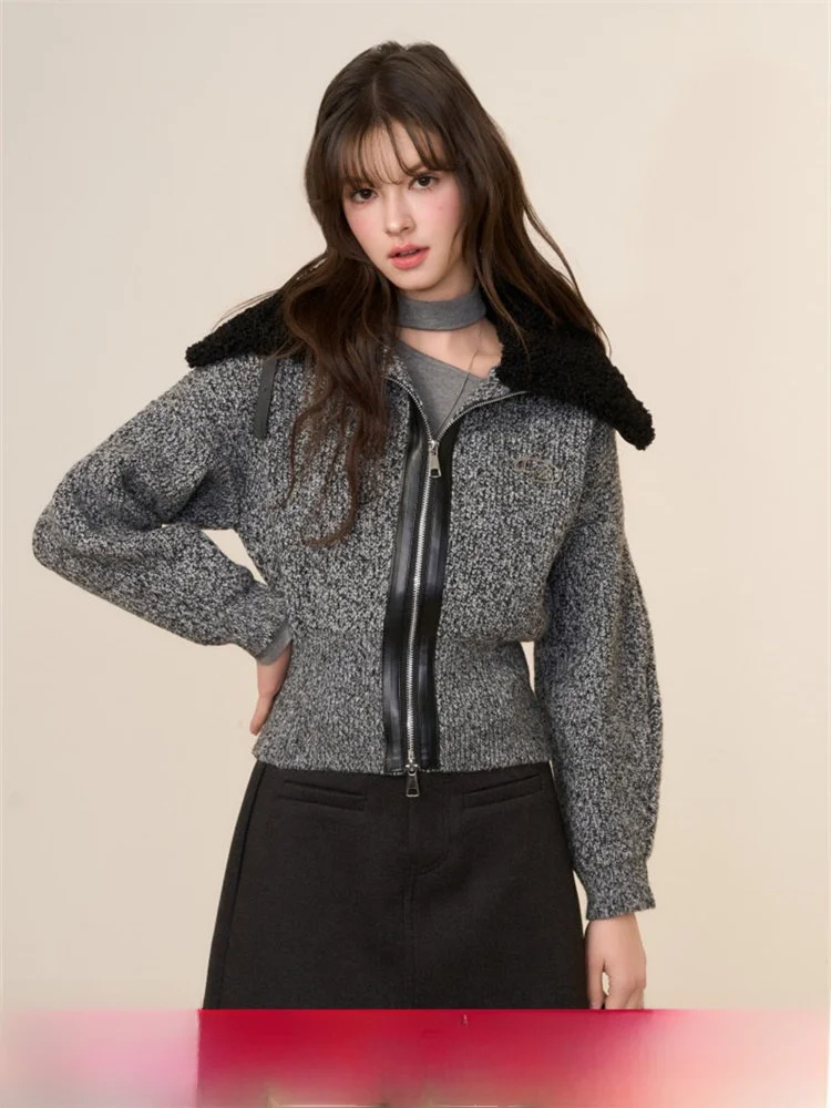 

Вязаный кардиган омбре Chill Zoe для женщин, модный весенний 2025, с длинными рукавами, на молнии, приталенный, для повседневной носки