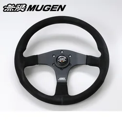 MUGEN 14Inch Universal Racing Drift MUGEN Steering Wheel Car Suede Leather JDM Steering Wheel Volantes For HONDA Civic Accord