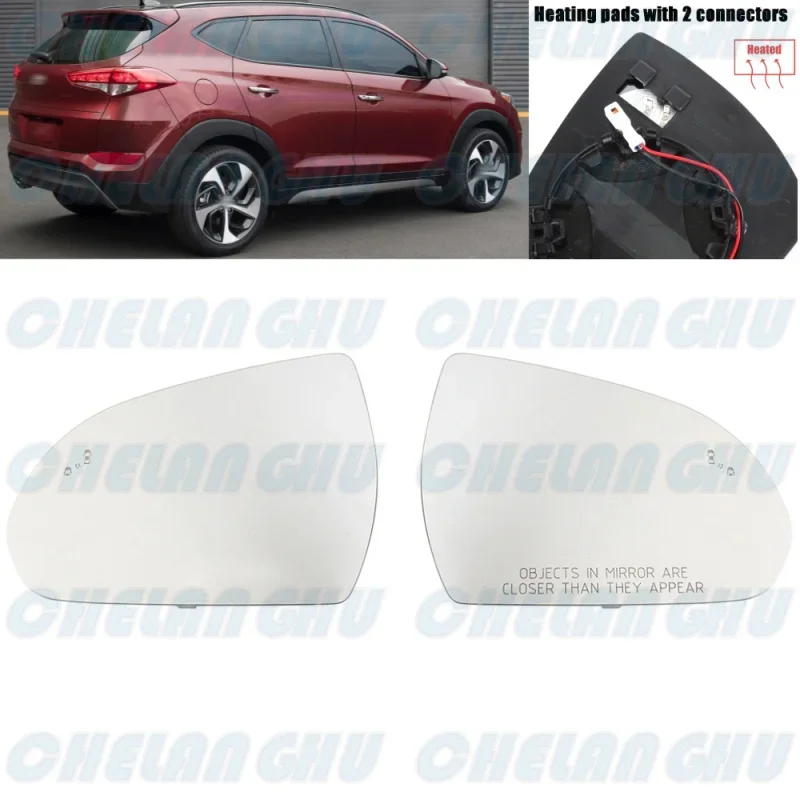 

For Hyundai Tucson 2016 2017 2018 US Version 1 Pair Heated Blind Spot Rear Mirror Glass Car accessories 87611-D3010 87621-D3010