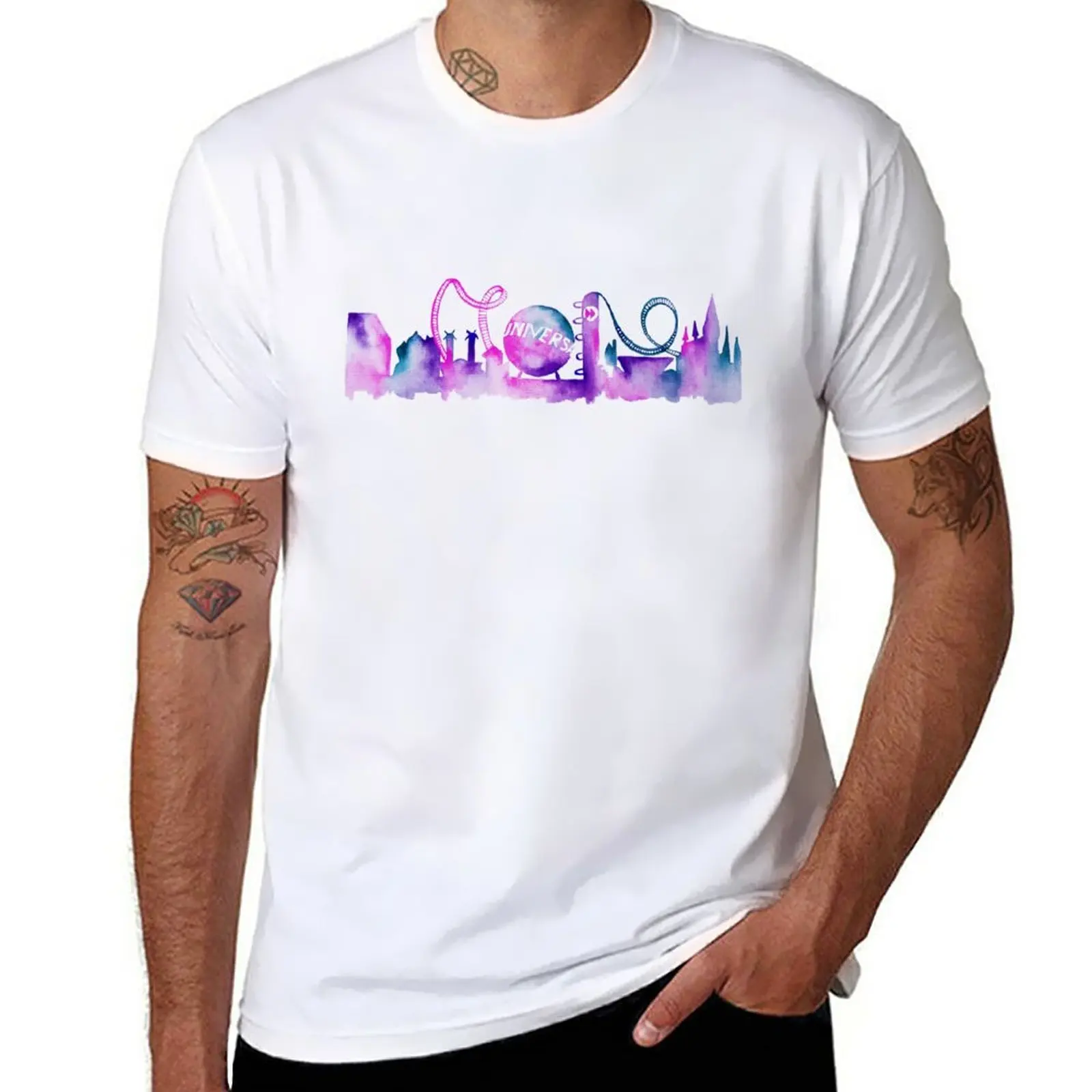 

Orlando Theme Park Inspired Watercolor Skyline Silhouette T-Shirt kawaii clothes anime boys whites mens graphic t-shirts pack