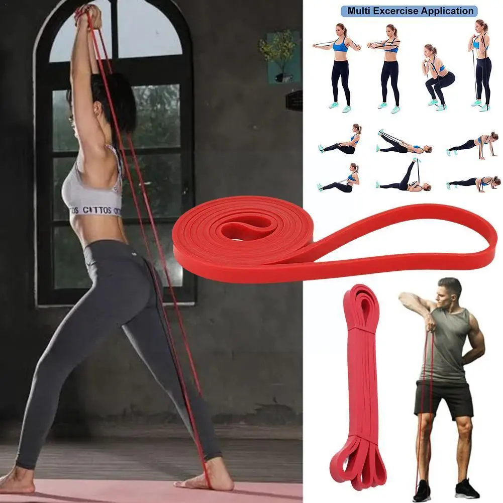 81 Inch Fitness Resistance Bands Rubber Elastic Expander Red Yoga Sport Bands Tension Equipment Exercise Gym Strength O6A2