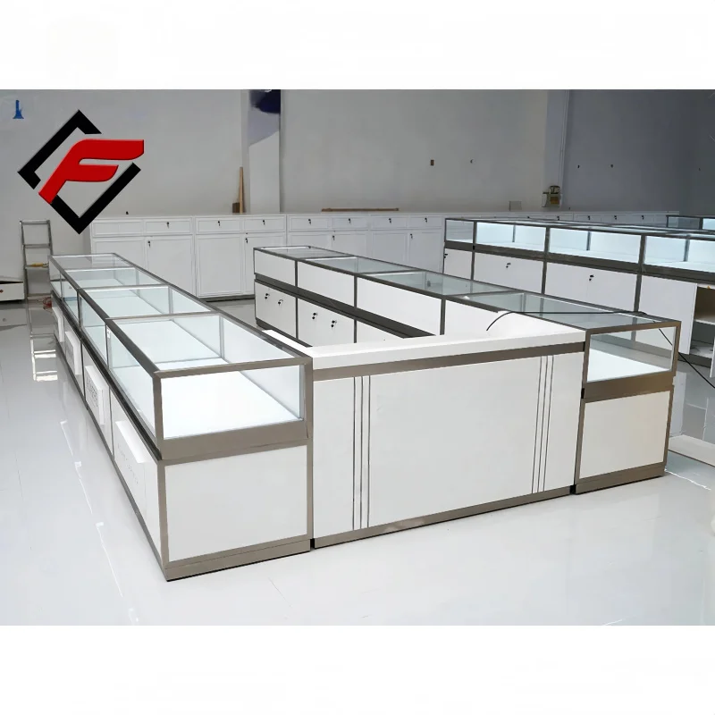 custom.Luxury Modern LED Lighting Eco-Friendly Recyclable High Quality Jewelry Shop Showcase Custom Fully Assembled Glass D