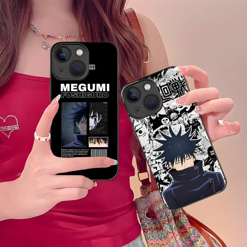 Jujutsu Kaisen Megumi Fushiguro جراب هاتف آيفون 16 15 14 13 12 11 X XR XS 8 7 Pro Max Plus لون صغير سيليكون واقية #2