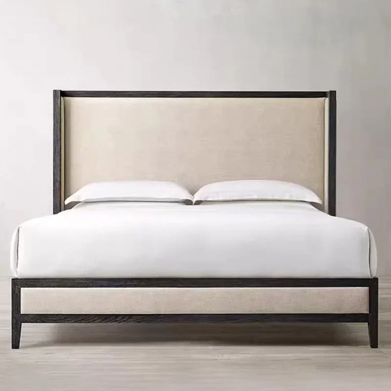 Solid wood bed export American double bed 1.8 meters soft by modern simple French retro oak high-end furniture