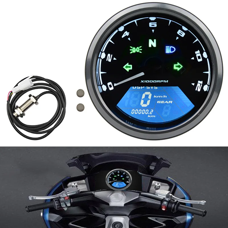 

New Universal Motorcycle LCD Speedometer Odometer Tachometer 1-4 Cylinders Motorbike Gauge Motorcycle Digital Dash