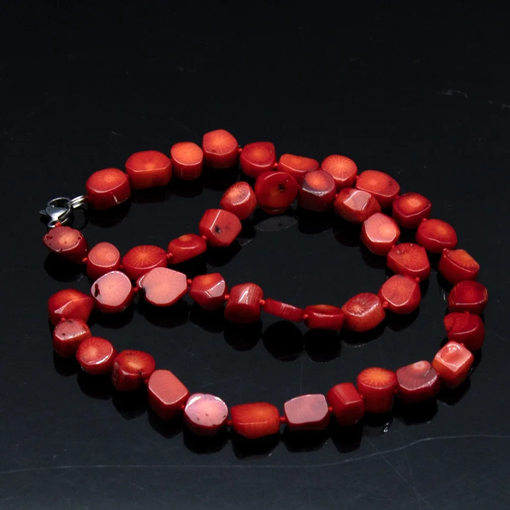 9-12 مللي متر المرجان الطبيعي قلادة غير النظامية شقة متعددة التشوهات على شكل المرجان الأحمر الخرز هدية عيد ميلاد لصديق الأم فتاة #4