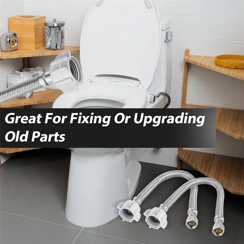 A74E-12-In 編組 Toliet ホース、3/8 インチ Comp X 7/8 インチボールコック、トイレホース交換用ステンレス鋼給水ライン