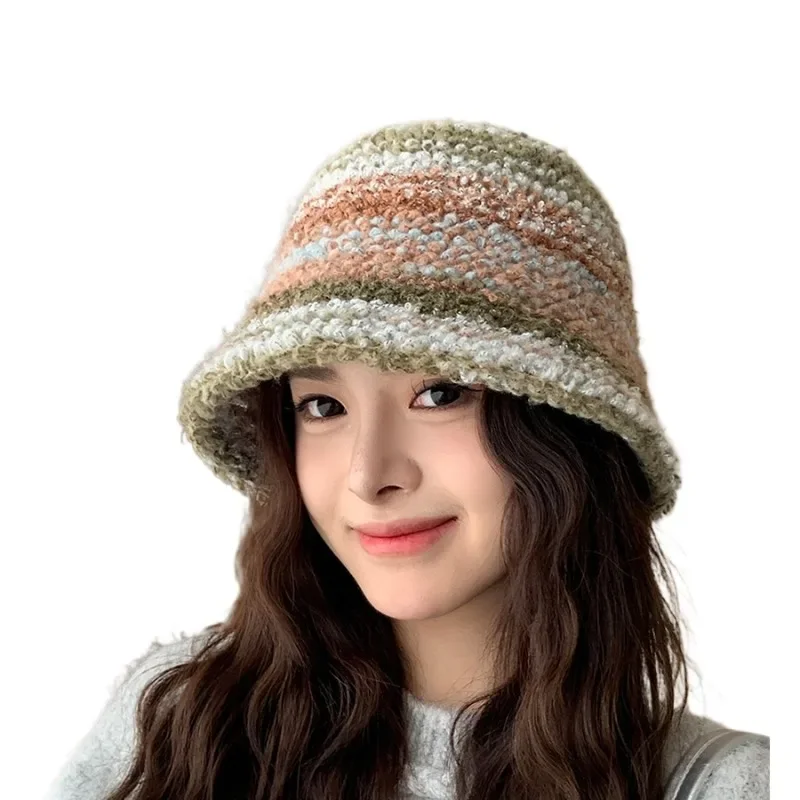 

Colourful Knitted Hat Women Korea Autumn Winter Warm Dopamine Warm Fisherman's Hat Star Model Thickened Bucket Hat