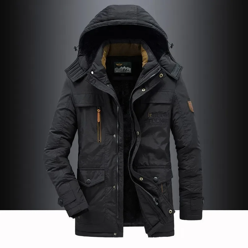 Abrigo cálido de invierno para hombre, chaqueta impermeable con capucha para esquiar y acampar, prendas de vestir exteriores gruesas y cálidas, cortavientos, Parkas, ropa para hombre