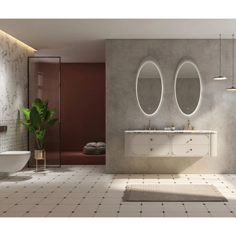 

2025 Popular Solid Wood Plywood Bathroom Cabinet Dressing Table Bathroom Vanity Cabinet Single Sink