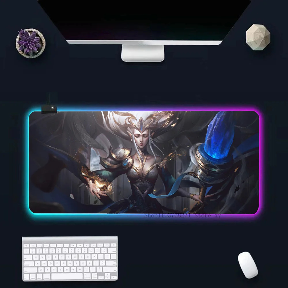 Janna League Of Legends Mousepad XXL RGB Gaming Mouse Pads HD Black Gamer Accessories Large LED
