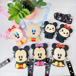 Disney Anime Cartoon Kawaii Mickey Minnie Mouse Children Bag Silicone Shoulder Bag Coin Purse Wallet Toy For Kids Birthday Gift