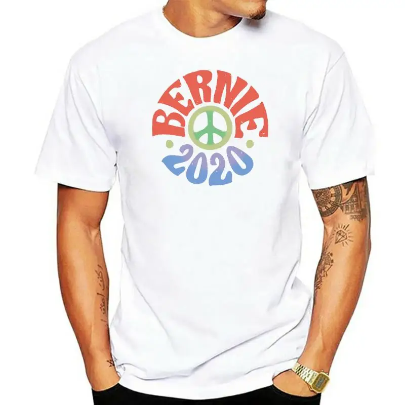 Bernie 2022 Hippie Peace Bernie Sanders Feel The Bern Political Black T-Shirt Style Round Tee Shirt