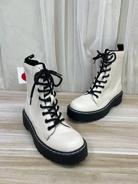 

Повседневные ботинки Thi Bot со шнуровкой и круглым носком. Простые модные новые ботинки Sle. Универсальные ботинки для отдыха в Корейском стиле Faio...