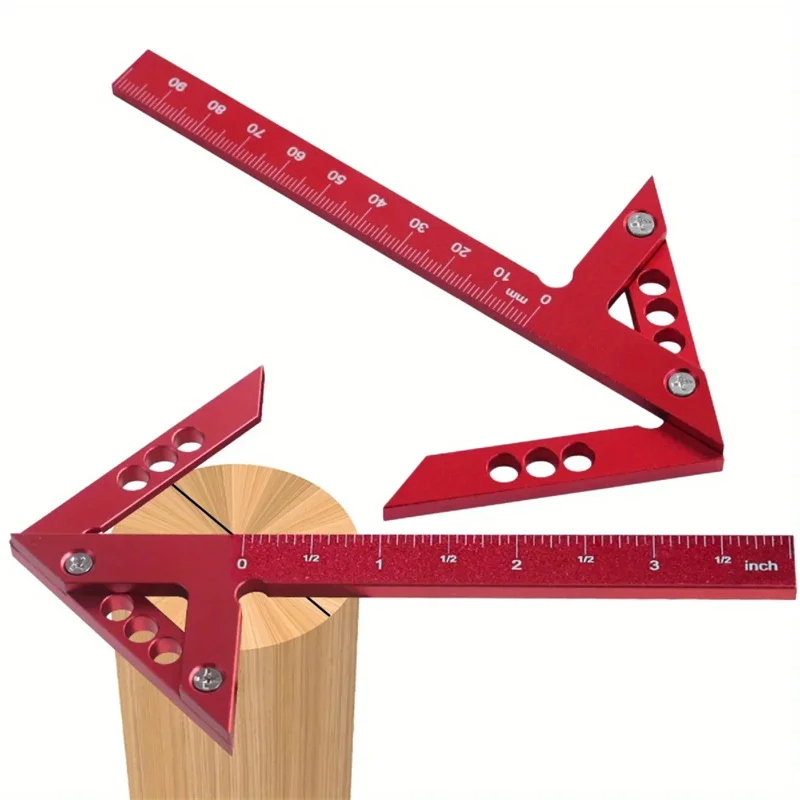 Aluminum Alloy Center Finder Woodworking Scribe Line Gauge 45/90 Degree Right Angle Line Gauge Carpenter Ruler Measuring Tool