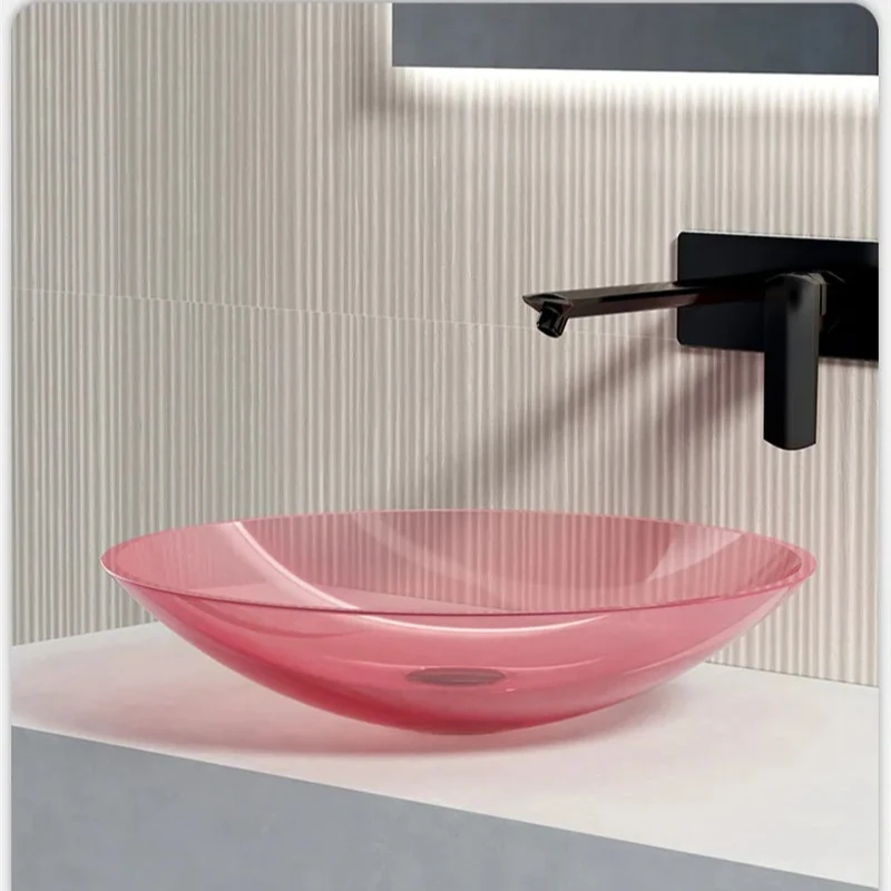 A Great discounts Transparent Resin Basin On Bathroom Countertop, Home Bathroom Art Color Crystal , Personalized Wash