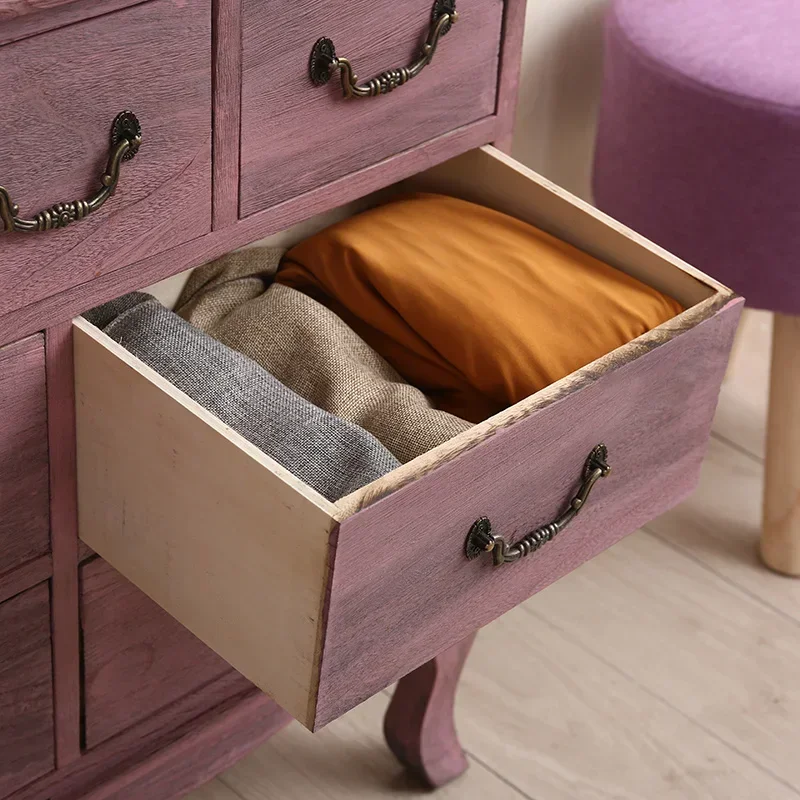 American Solid Wood Smooth Silent Drawer Cabinet Non-Rusting Handle Lockers for Wall Edge Storage