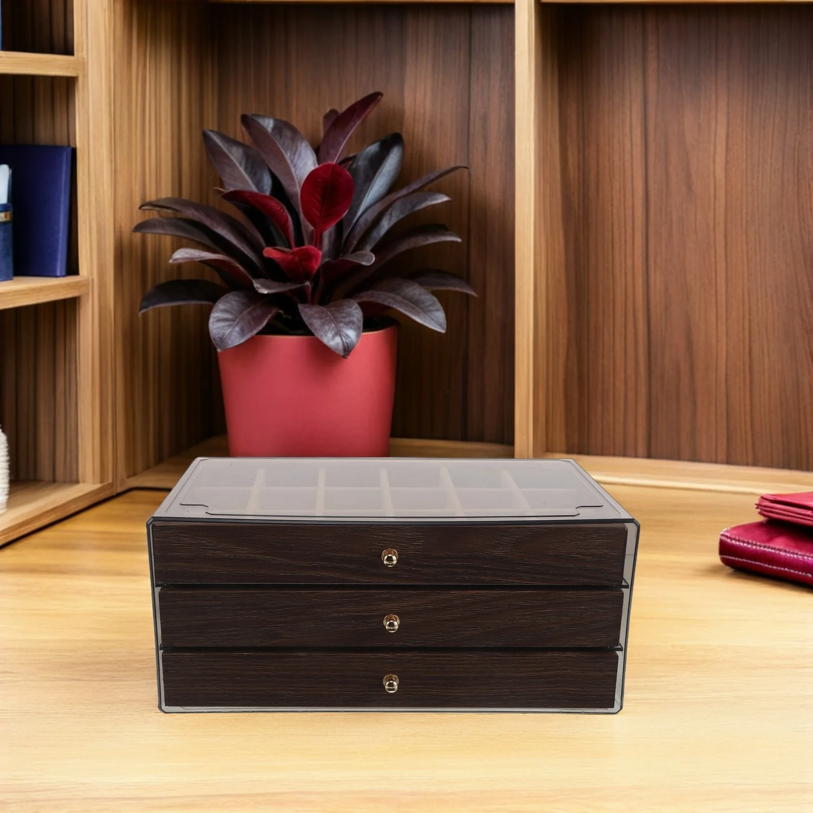 

Vintage Wood Jewelry Box 3 Layer Retro Storage Organizer for Women Rings Necklaces Earrings Trinkets Bedroom Decorative Keepsake