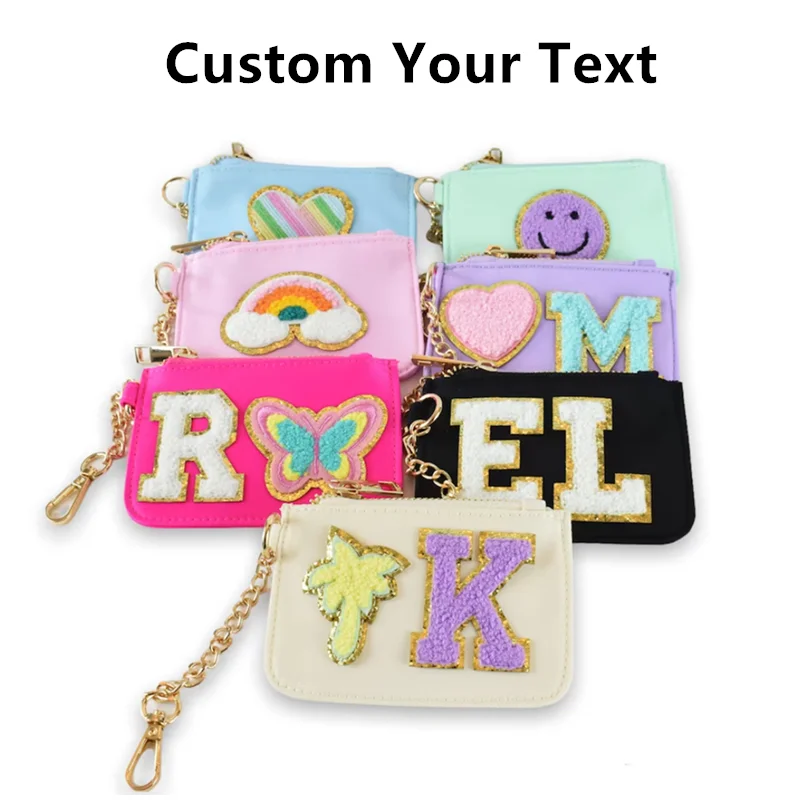 

NEW!!!! Keychain Wallet - Card Holder -Nylon Keychain Wallet - Nylon Wallet with Chenille Patch or Letters - Personalized Keycha