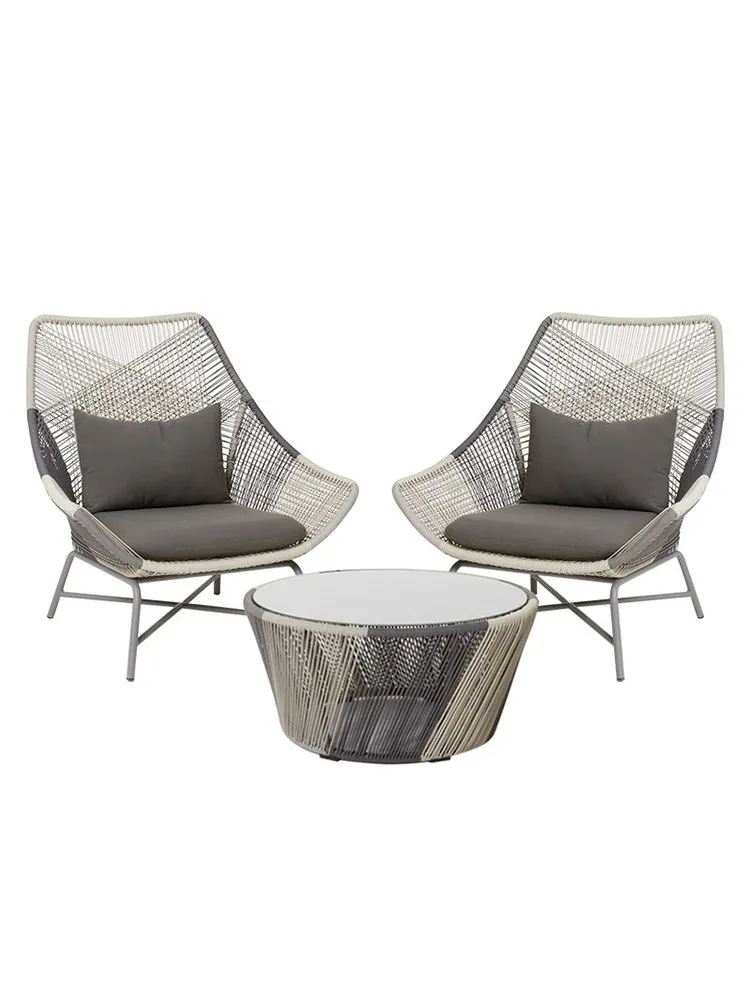 

Simple outdoor rattan balcony table and chair courtyard garden outdoor terrace homestay leisure rattan chair three-piece combina