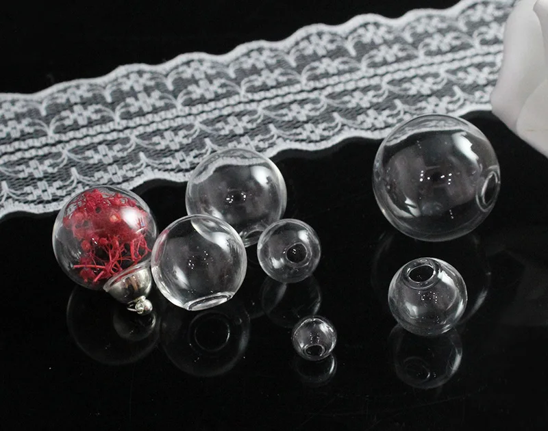 10piece 8-25mm Hollow Glass Ball With Hole Round Bubble Glass Globe Orbs Jewelry Accessories DIY Handmade Materials Glass Charms