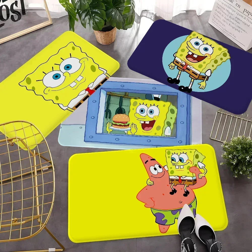 SpongeBobs Floor Mat Bathroom Mat Kids Room Bedroom Decoration Balcony Anti-Slip Doormat Living Room Bedside Area Rugs