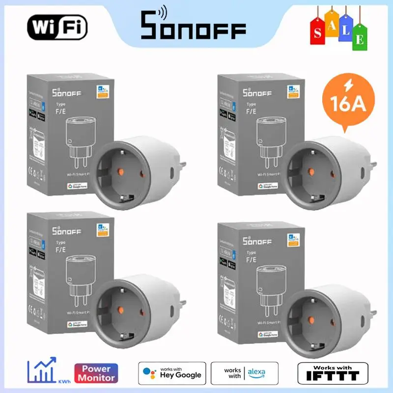 

Смарт-розетка SONOFF S60 TPF с поддержкой Wi-Fi и голосовой команды