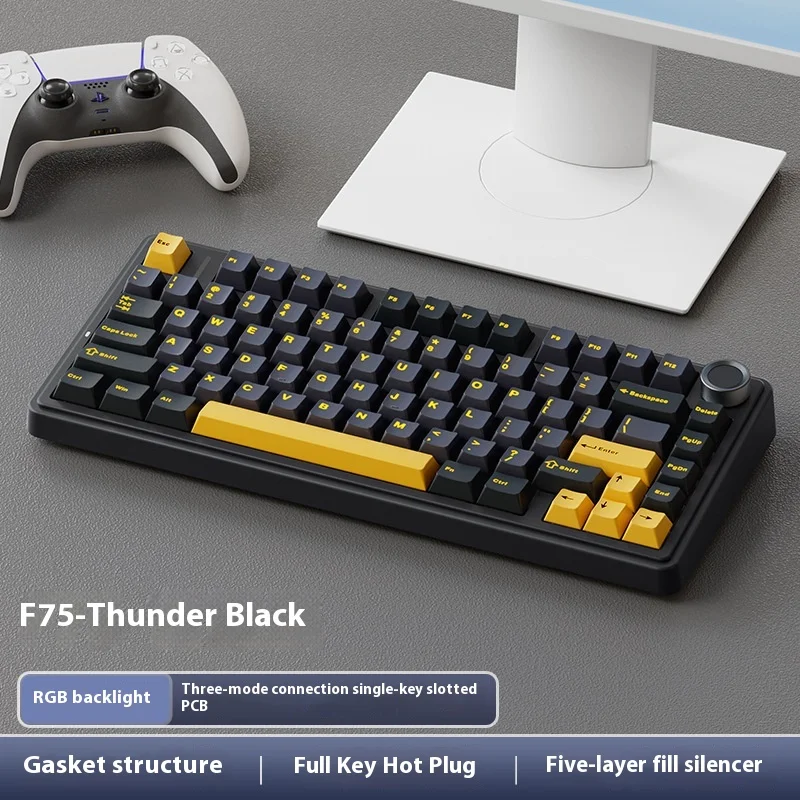 

AULA F75 Wired/2.4G Wireless/Bluetooth Mechanical Keyboard 75% Layout OEM Profile Gasket RGB PBT Customized Pc Gaming Keyboard