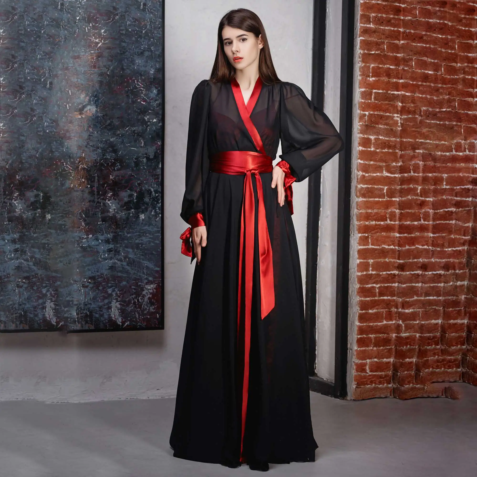 Customized Women's Bridal Robe Wedding Long Sleeve Lingerie Robe New Bathrobe customized Contrast Color Sleepwear with Belt