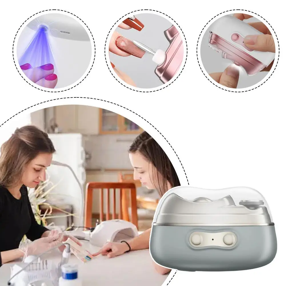 

Электрическая машинка для стрижки ногтей с автоматическим триммером, полировкой и УФ-лампой, для маникюра и педикюра, ежедневный уход