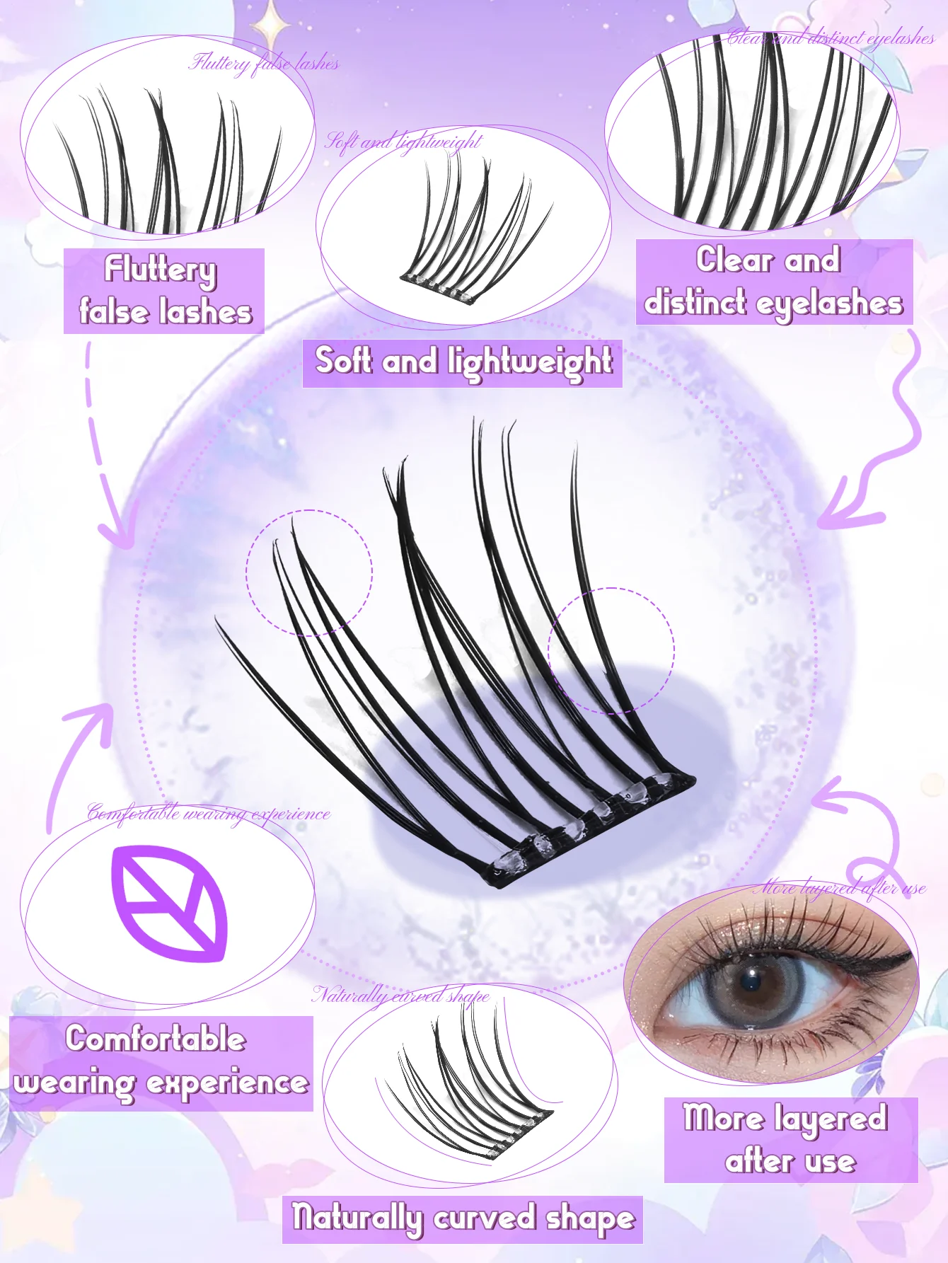 Ciglia finte autoadesive senza colla da 60 pezzi, perfette per progetti fai da te e celebrazioni festive.