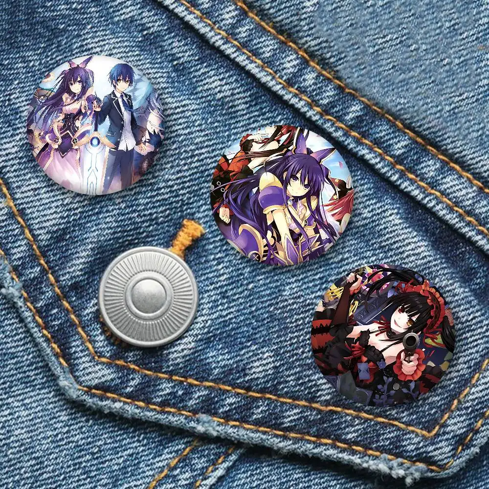 Date A Live Cartoon Soft Button Pin Bright Printed Icon Gift For Friends Badge Collar Brooch Lapel Pin Metal
