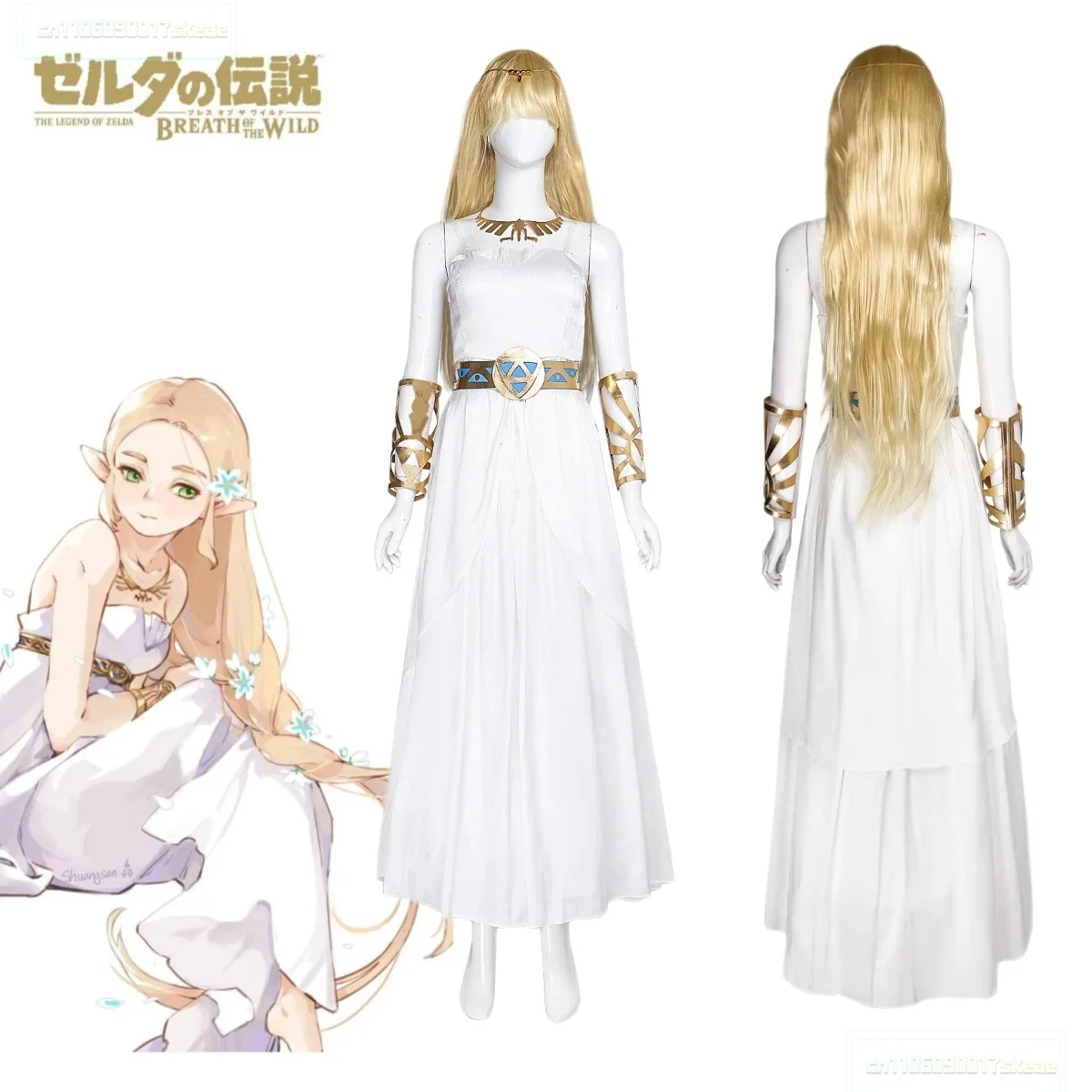 

Women's White Princess Cosplay Costume The Leg of Zelda Character Performance Dress Fantasy Halloween Carnival Party Clothing