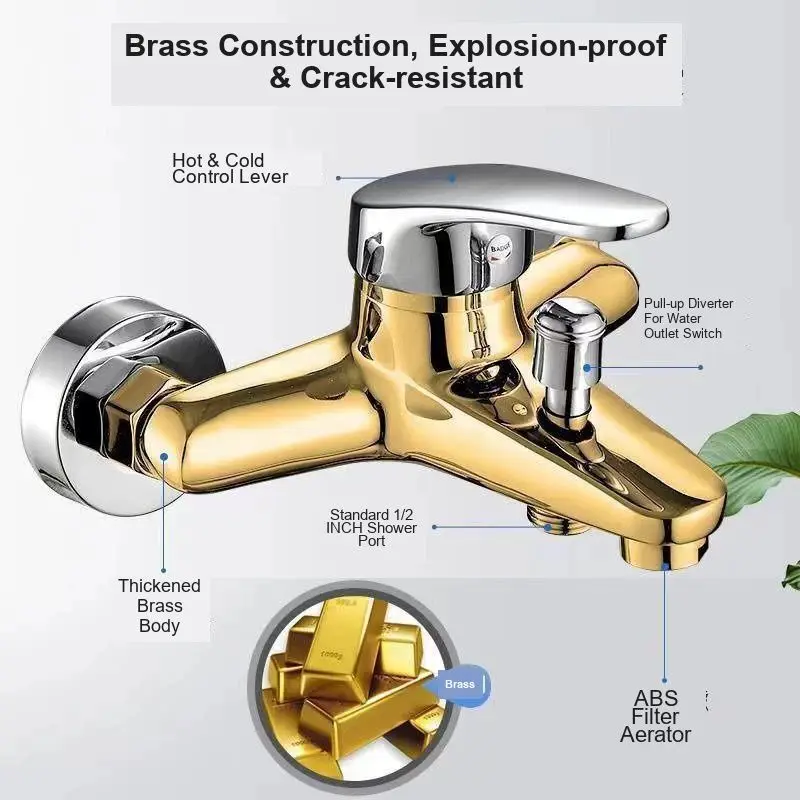 Thickened Triple Shower Faucet Concealed Into The Wall Hot and Cold Mixing Valve Bathroom Bathtub Project