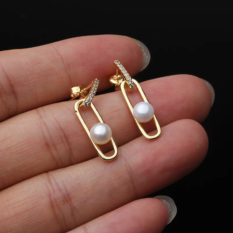 2023 New Real Natural Pearl Necklace And Earrings Set For Women,Cute Freshwater Pearl Set Engagement Gift Dropshipping