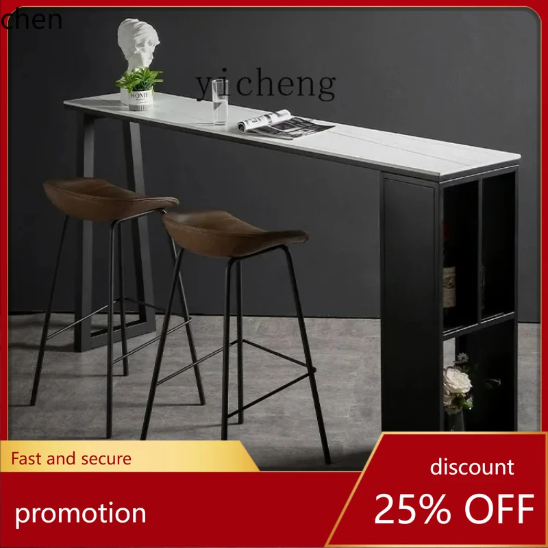 HXL لوحة حجرية منصة مشروبات نافذة المنزل شرفة شريط صغير طاولة عالية الساق طاولة رخامية عائلية #1