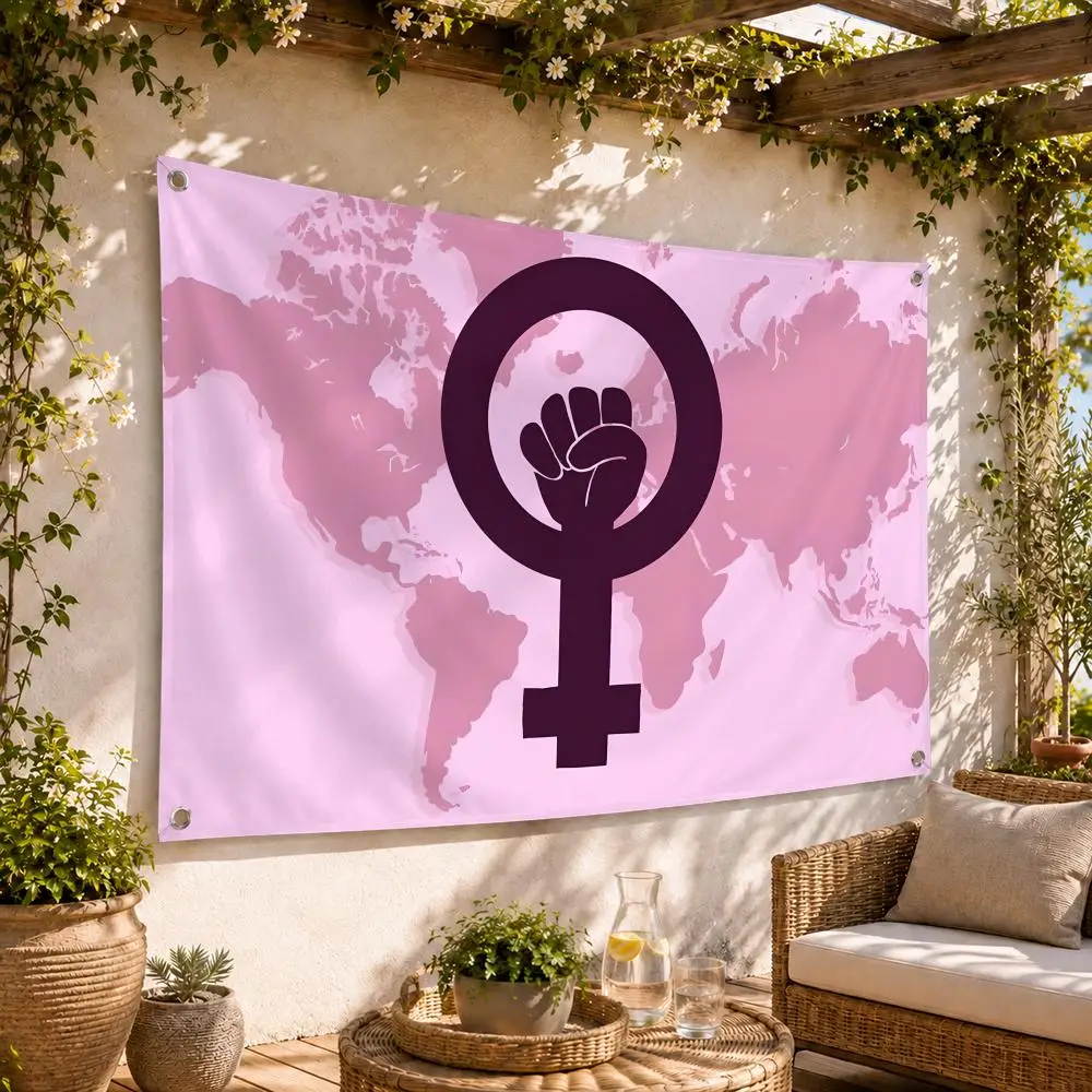 Feminism Social Art Trendy Flags Flag Soft skin-friendly Durable Tapestry Outdoor party Home living room bedroom Decoration