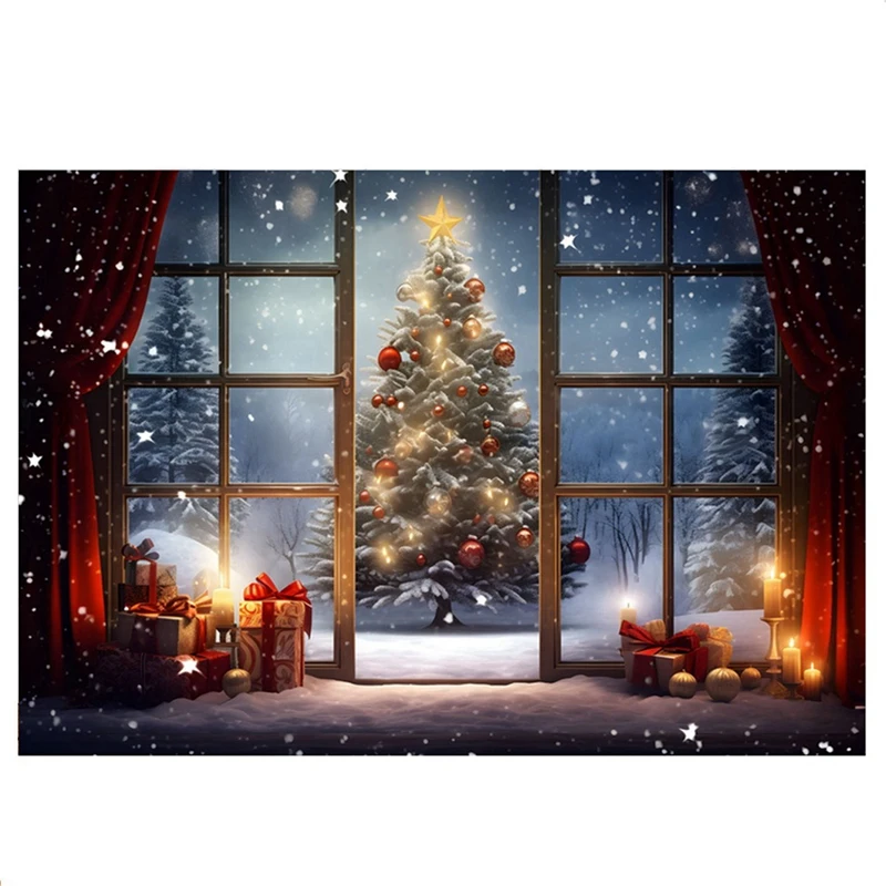 HOT-210X150cm Christmas Background Cloth Christmas Tree Snowflake Party Decoration Children Photography Background Cloth