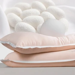 Silk Pillow Inner 48x74cm Soft Comfortable Neck Spine Protection Thin Pillow Low Middle High Pillow Core Healty Sleeping Bedding