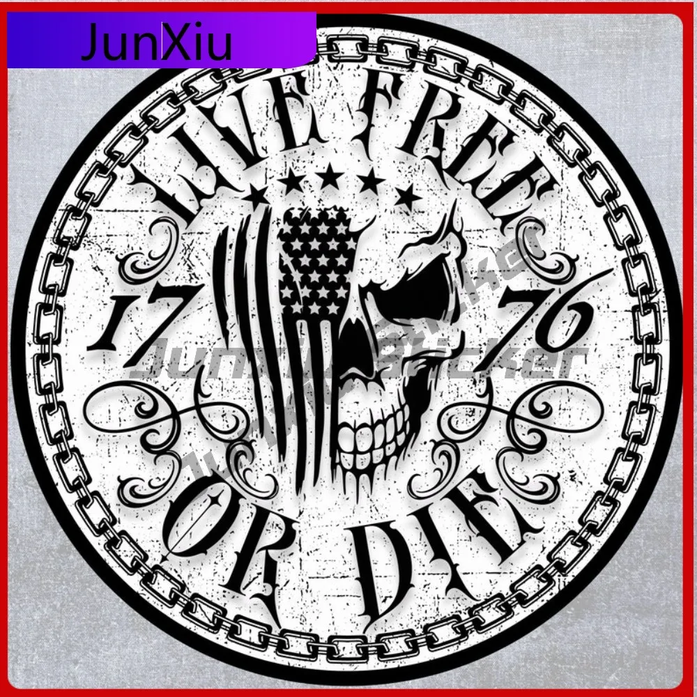 

Live Free Or Die Sticker Patriotic Skull Sticker 1776 Usa Skull Waterproof Decal Occlusion Scratch Accessories Cover Scratch Pvc