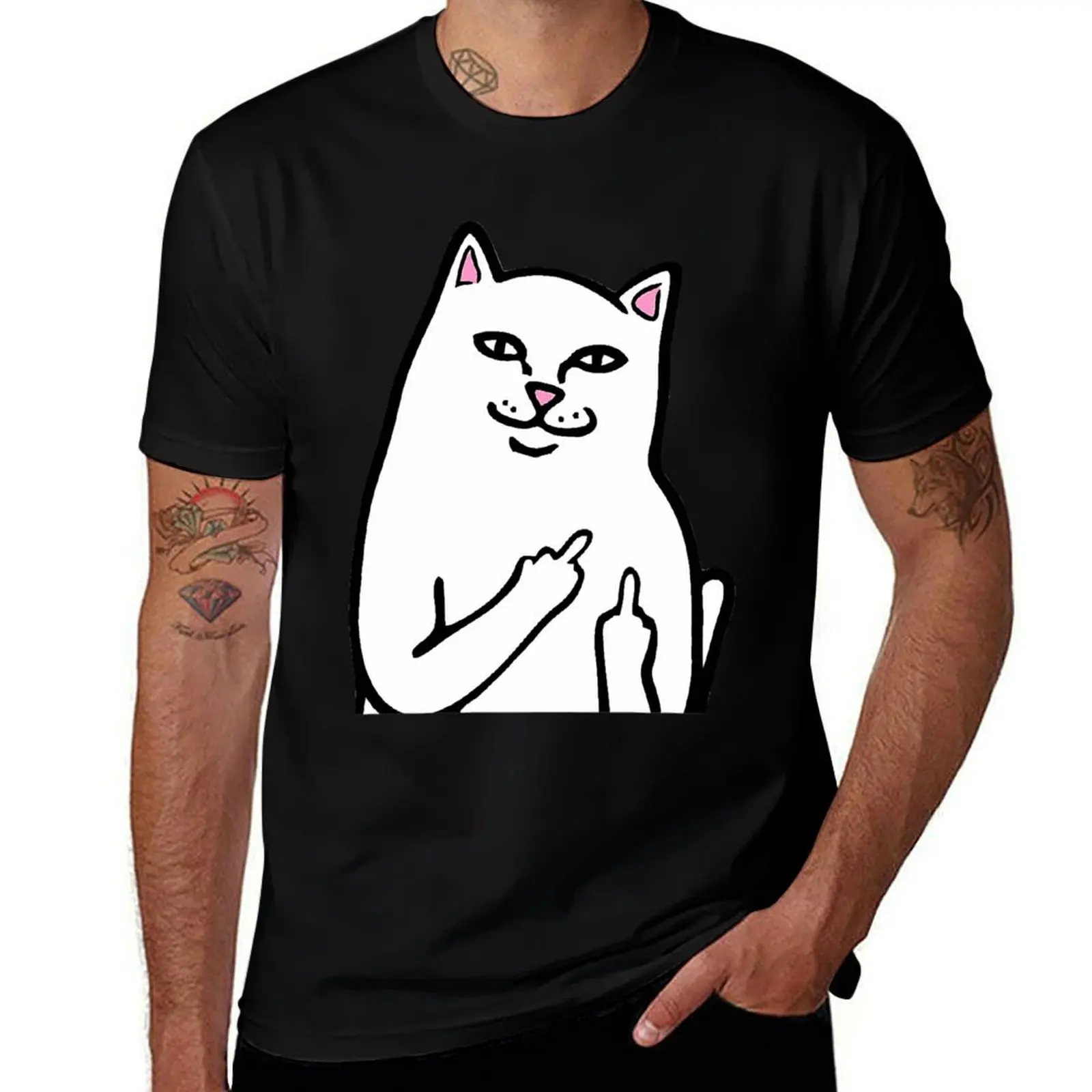 Vintage Cat Midle Finger Call Me T-Shirt oversized graphic tee cotton graphic tees mens vintage t shirts