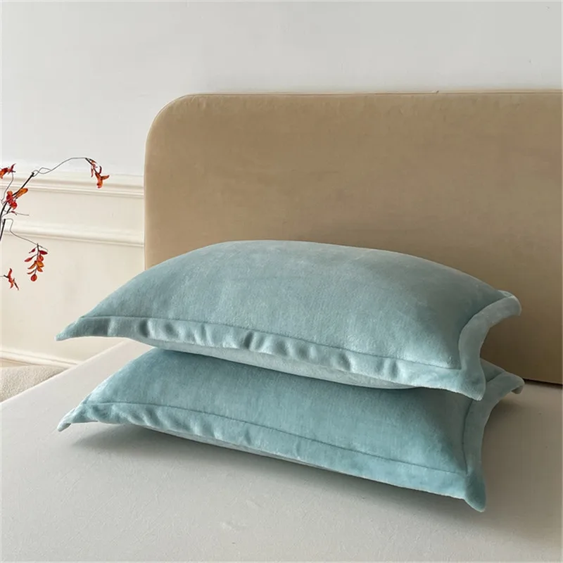 

1p light Blue Flannel Pillowcase,Soft Warm Plain Fleece Pillowcover,Autumn Winter Plush Pillow Case,Home Bedding, No Filling