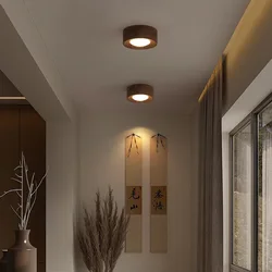 Walnut Wood Brass Downlight Ceiling Light Fixture, Spotlight for Living, Dining Room, Kitchen Island, Corridor Aisle, Bedroom