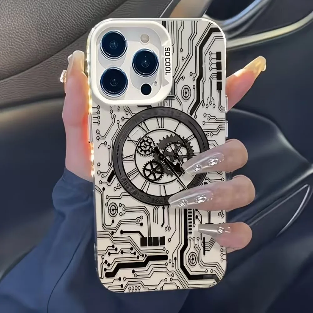 Mechanical Wind Circuit Board Pattern IMD Phone Case For iPhone 17 16 15 14 13 12 11 Pro Xs Max Plus Air Mini XR X 17e 16e Cover - view 5