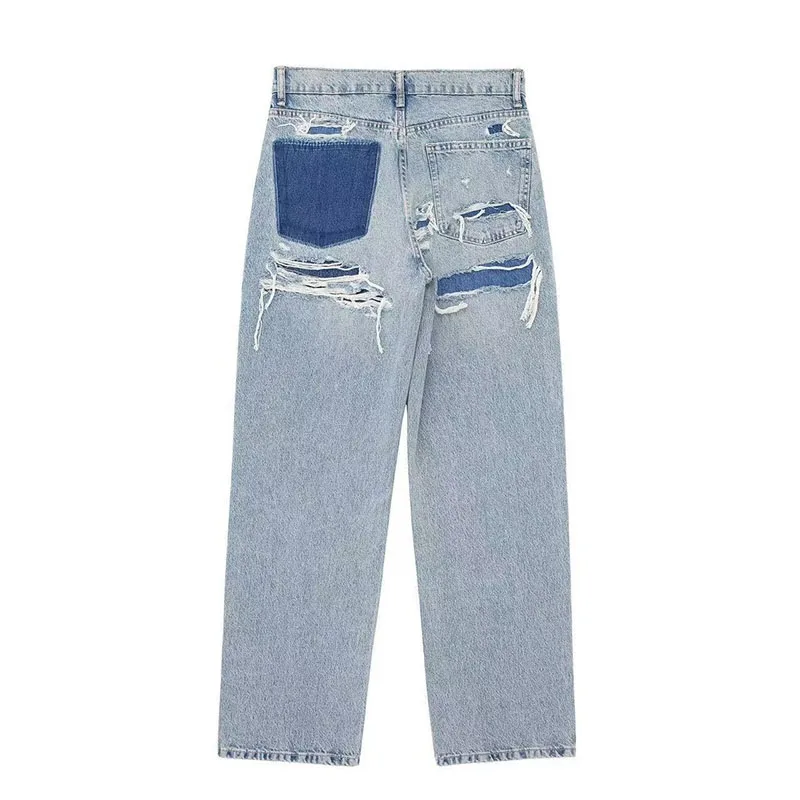 Lente 2026 Nieuwe stijl damesbroek Verontruste losse jeans Retro zak Casual stijl damesjeans