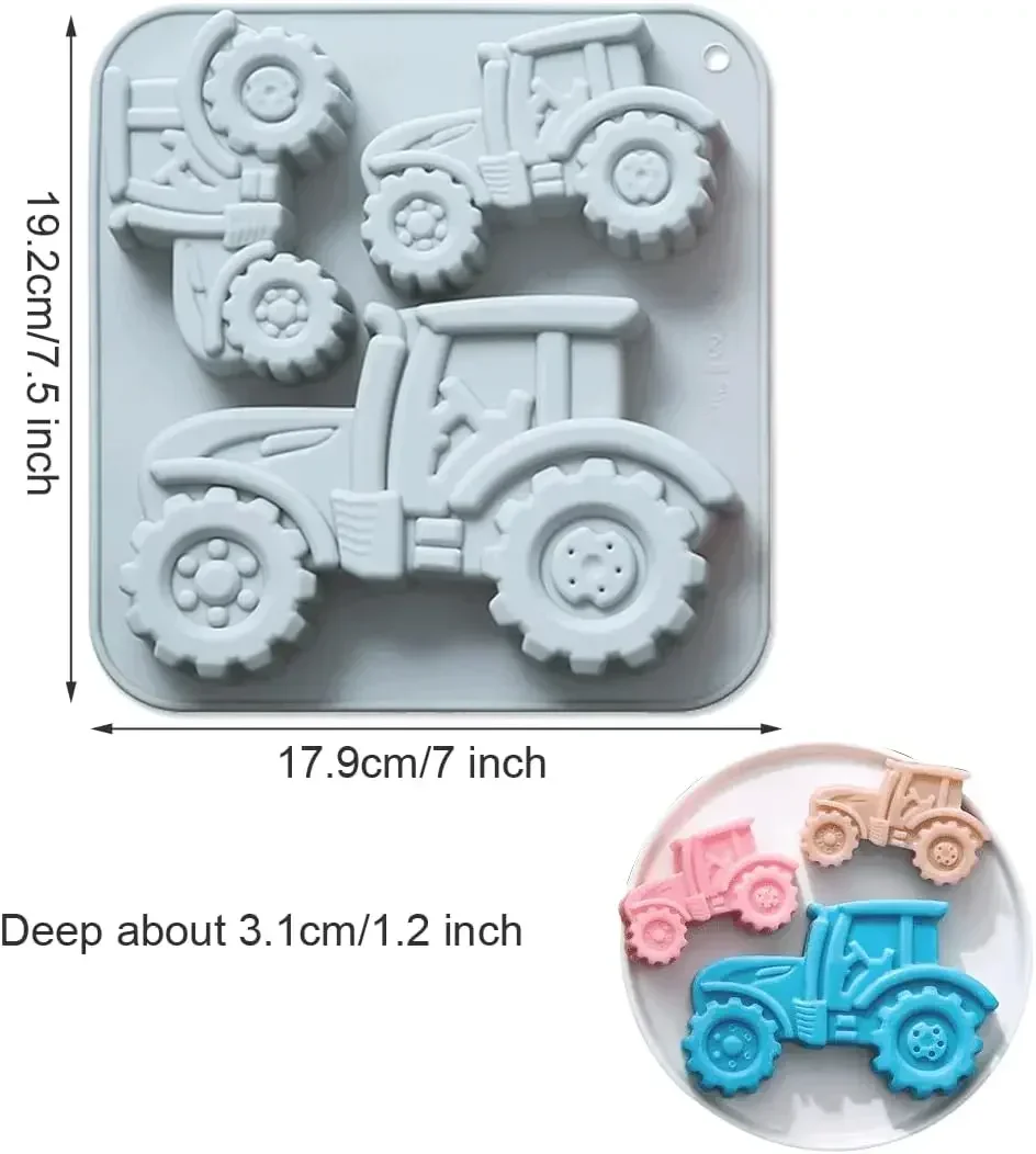 3d Farm Tractor Silicone Mold Baking Tool DIY Fondant Cake Mould Ice Cube Chocolate Mold Handmade Cake Decoration Accessories